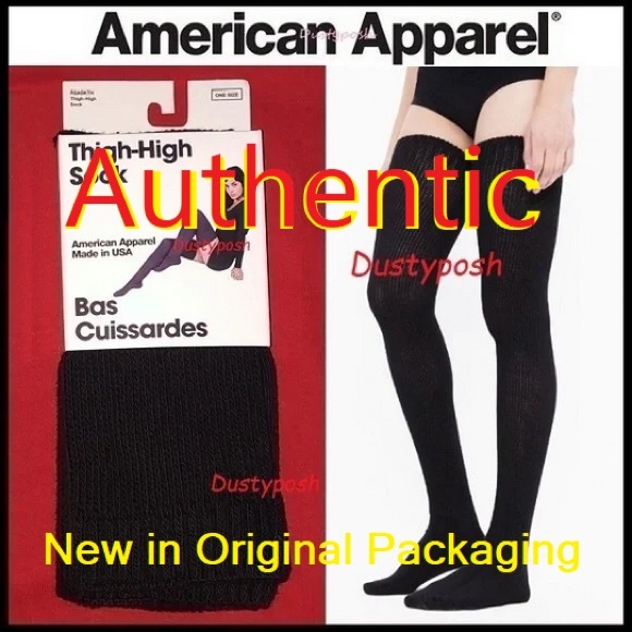 America Apparel Thigh High Socks Over The Knee Stripe New Black White Authentic - Picture 11 of 15